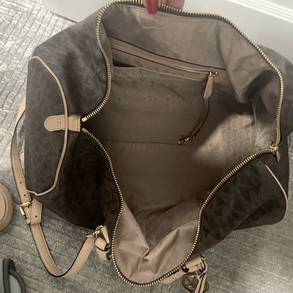 Michael Kors Dark Brown Monogram Duffel Bag